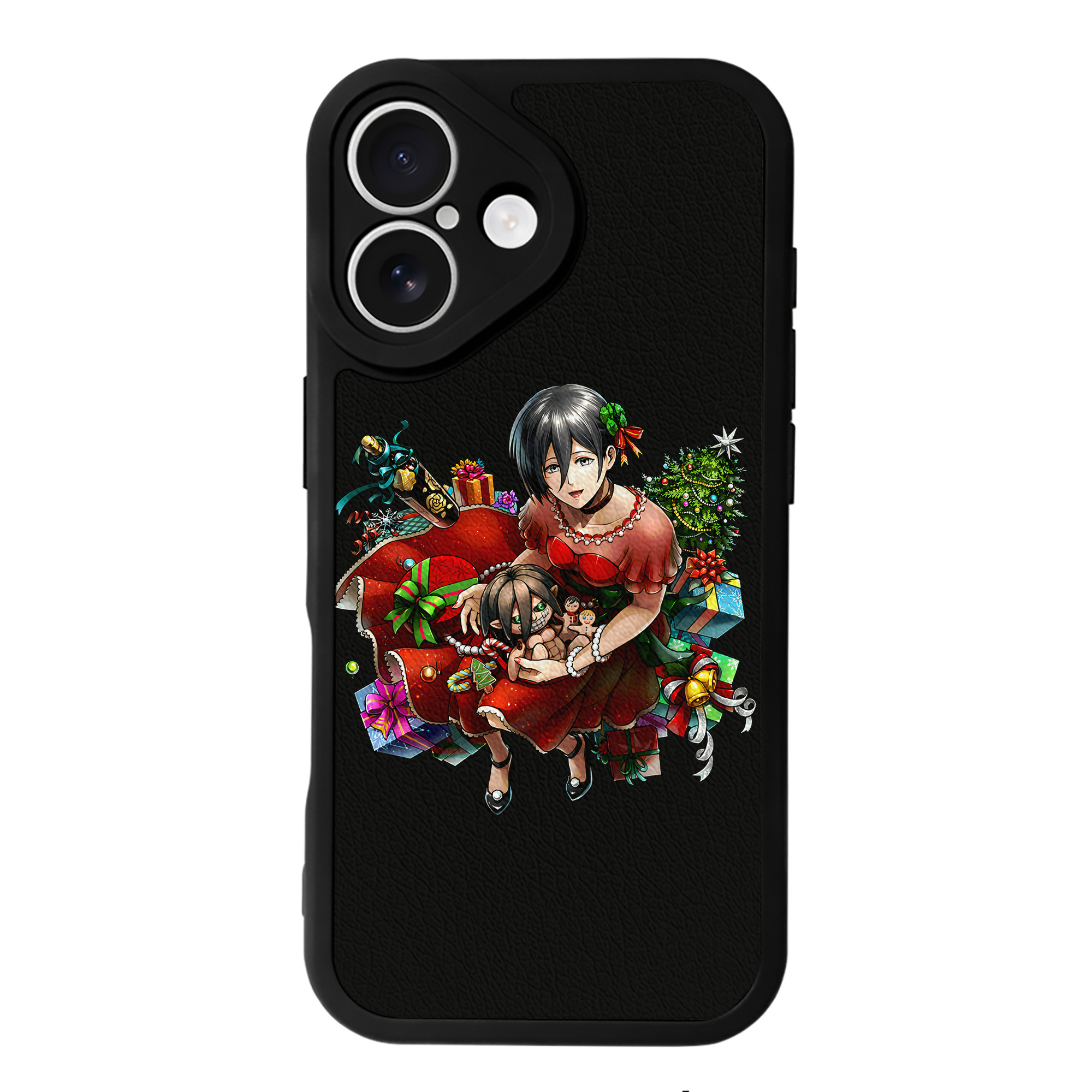 （画像用） 進撃の巨人 ミカサ·アッカーマン Attack on Titan Mikasa Ackerman 【iPhone 16シリーズ対応】シリコンスマホケース（レザー調） 材質：シリコン